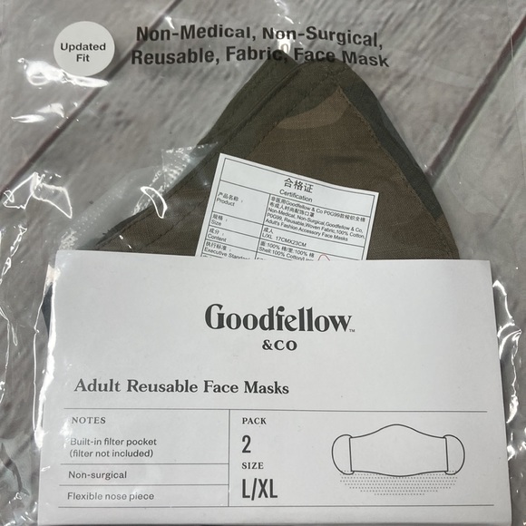 Goodfellow & Co Set of 6 Adult Fabric Face Masks (3 packs of 2), 100% Cotton - Picture 12 of 15